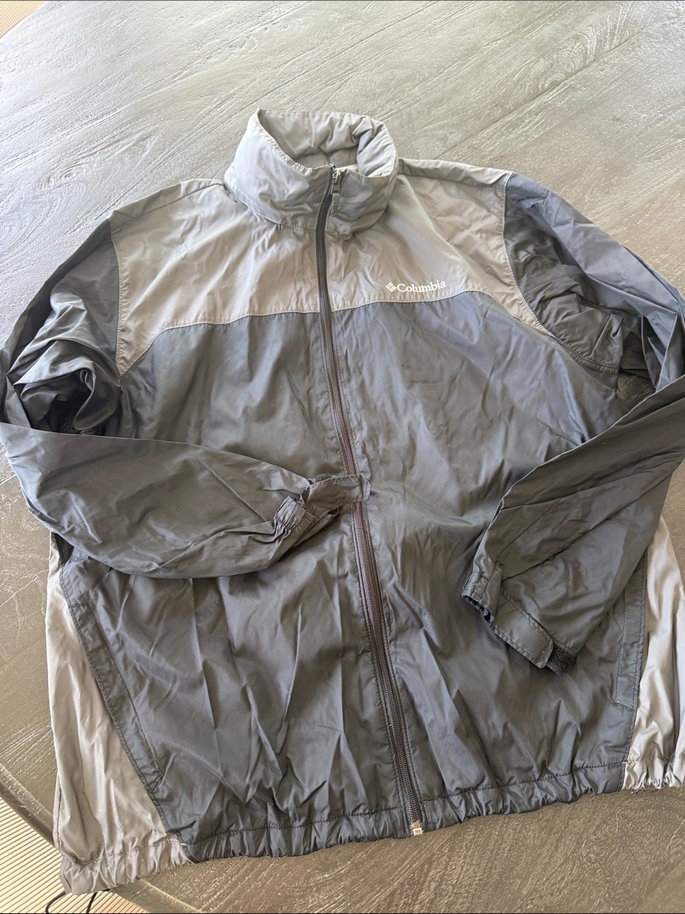 Columbia Men's Gray Two-Tone Windbreaker Jacket with hideable hood